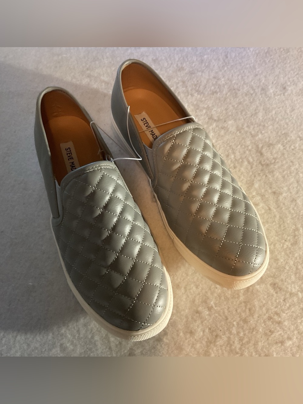 Steve Madden Quilted Slip-On Sneakers in Light Gray size 11